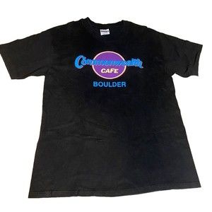 Rare Vintage 80's Commonwealth Boulder Cafe Black T Shirt Size Large Beefy Tag